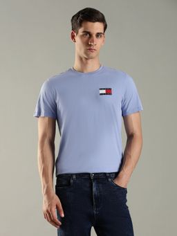 Tommy Hilfiger - Men Solid Slim Fit Cotton Blue T-Shirt