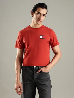 Tommy Hilfiger - Men Solid Slim Fit Cotton Red T-Shirt