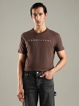 Tommy Hilfiger - Men Embroidered Logo Regular Fit Cotton Brown T-Shirt