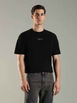 Tommy Hilfiger - Men Solid Relaxed Fit Cotton Black T-Shirt