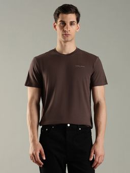 Tommy Hilfiger - Men Solid Slim Fit Cotton Brown T-Shirt