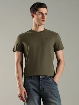 Tommy Hilfiger - Men Solid Slim Fit Cotton Green T-Shirt