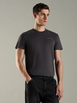 Tommy Hilfiger - Men Solid Slim Fit Cotton Grey T-Shirt
