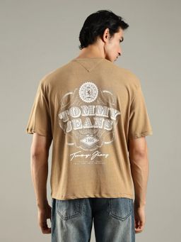 Tommy Hilfiger - Men Graphic Regular Fit Cotton Beige T-Shirt