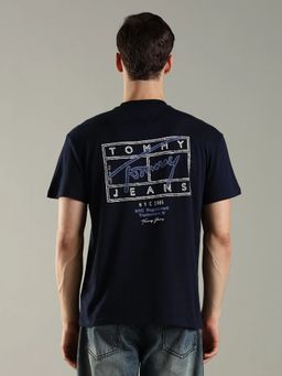 Tommy Hilfiger - Men Graphic Regular Fit Cotton Blue T-Shirt