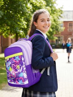 VISMIINTREND - Purple Printed School Bag