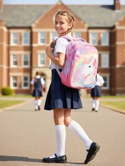 VISMIINTREND - Pink Printed School Bag