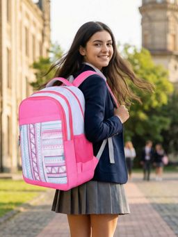 VISMIINTREND - Pink Printed School Bag