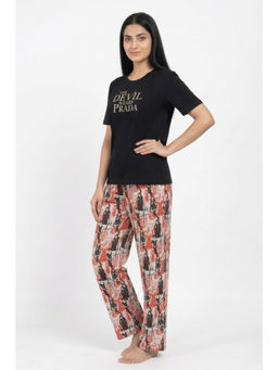 Zivame - Devil Wears Prada Knit Cotton Loungewear T-Shirt With Pyjama - Tap Shoe