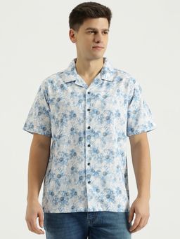 United Colors of Benetton - Men Blue Floral Printed Regular Fit Shirt