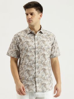 United Colors of Benetton - Men Beige Relaxed Fit Regular Collar Printed Shirt