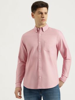 United Colors of Benetton - Men Pink Regular Fit Solid Collar Shirt