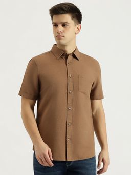 United Colors of Benetton - Men Brown Regular Fit Solid Collar Shirt