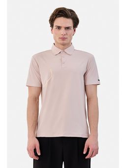 Snitch - Men Light Pink Solid Half Sleeves Casual Polo T-shirt