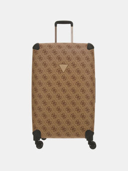 Guess - Polyurethane Brown Printed Berta 28 In 8-Wheeler Trolley Bag (L)