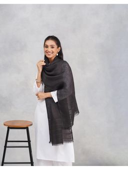 Fabindia - Black Linen Woven Vine Stole