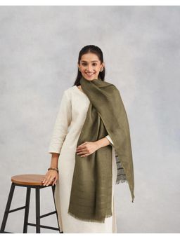 Fabindia - Olive Linen Woven Stole