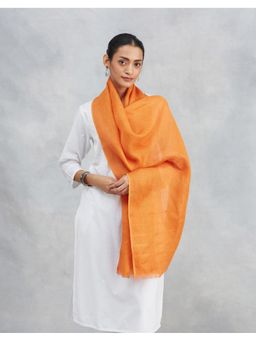 Fabindia - Orange Linen Woven Plain Stole