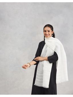Fabindia - White Linen Woven Vine Stole