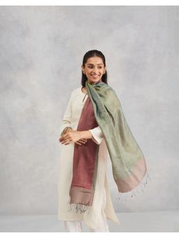 Fabindia - Olive Silk Reversible Stole