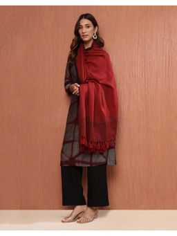 Fabindia - Maroon Wool Hand Woven Shawl