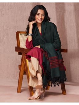 Fabindia - Green Wool Hand Woven Shawl
