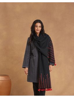 Fabindia - Black Wool Embroidered Stole