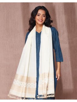 Fabindia - Off White Wool Hand Woven Stole