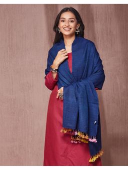 Fabindia - Blue Wool Blend Hand Woven Stole