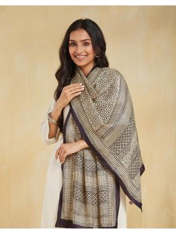 Fabindia - Beige Silk Bagh Stole