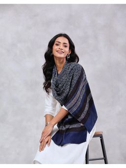Fabindia - Indigo Viscose Blend Ajrakh Printed Stole