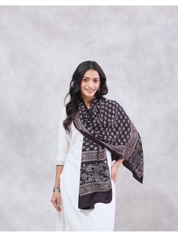 Fabindia - Black Viscose Blend Ajrakh Printed Stole