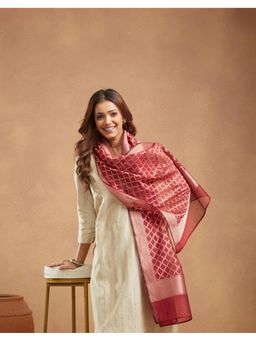 Fabindia - Maroon Cotton Silk Blend Stole