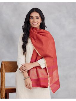 Fabindia - Rust Cotton Silk Blend Banarsi Stole