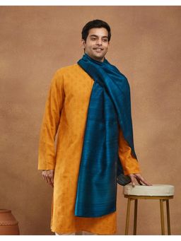 Fabindia - Teal Silk Blend Hand Woven Men Stole