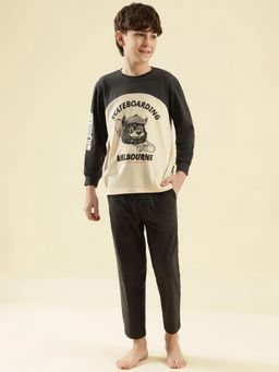 Lil Tomatoes - Boys Cream Typography Cotton Night Suit