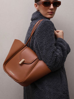 VERO MODA - Women Dark Brown Solid Tote Bag
