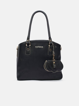 Caprese - Women Black Shoulder Bag with Detachable Strap and Sunglass Case (M)