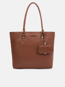 Caprese - Women Tan Tote Bag with Sunglass Case (L)