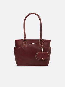Caprese - Women Maroon Tote Bag with Sunglass Case (M)