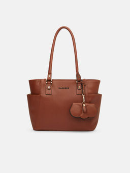 Caprese - Women Tan Tote Bag with Sunglass Case (M)