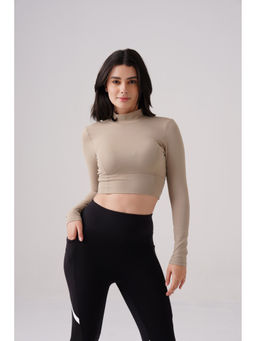 RYZ - Grey Swoosh Full Sleeves Sports Crop Top