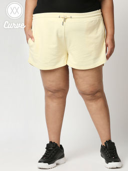 Twenty Dresses by Nykaa Fashion - Curve Yellow Solid Straight Basics Shorts