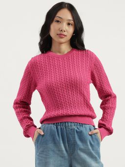 United Colors of Benetton - Pink Round Neck Knitted Sweater