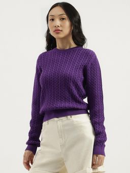 United Colors of Benetton - Purple Round Neck Knitted Sweater