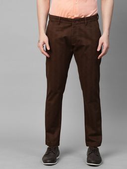 GENIPS - Men's Cotton Brown Stretch Caribbean Slim Fit Print Trousers