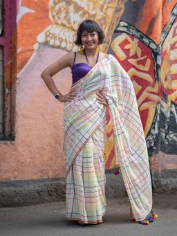 Suta - Off White Pure Cotton Woven Saree Without Blouse