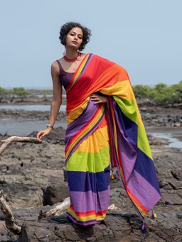 Suta - Multicolour Cotton Woven Saree Without Blouse