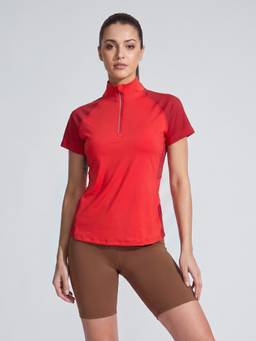Fitkin - Women's Red Zipper Training Tshirt