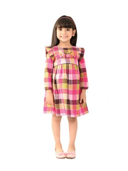 Beebay - Cotton Polyblend Embroidered Plaid Dress - Multi-Color